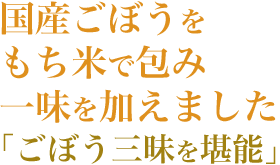 ごぼうおかき - 国産ごぼうをもち米で包み一味を加えごぼう三昧